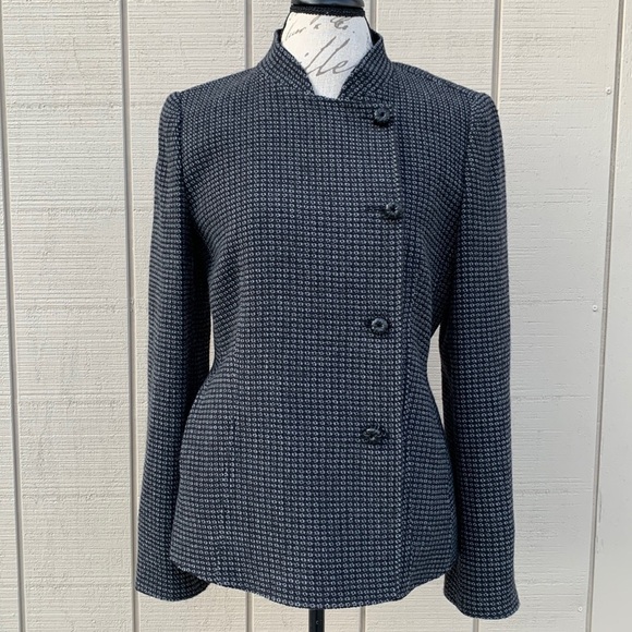 Armani COLLEZIONI Antinea Asymmetric Jacket - Black/Gray